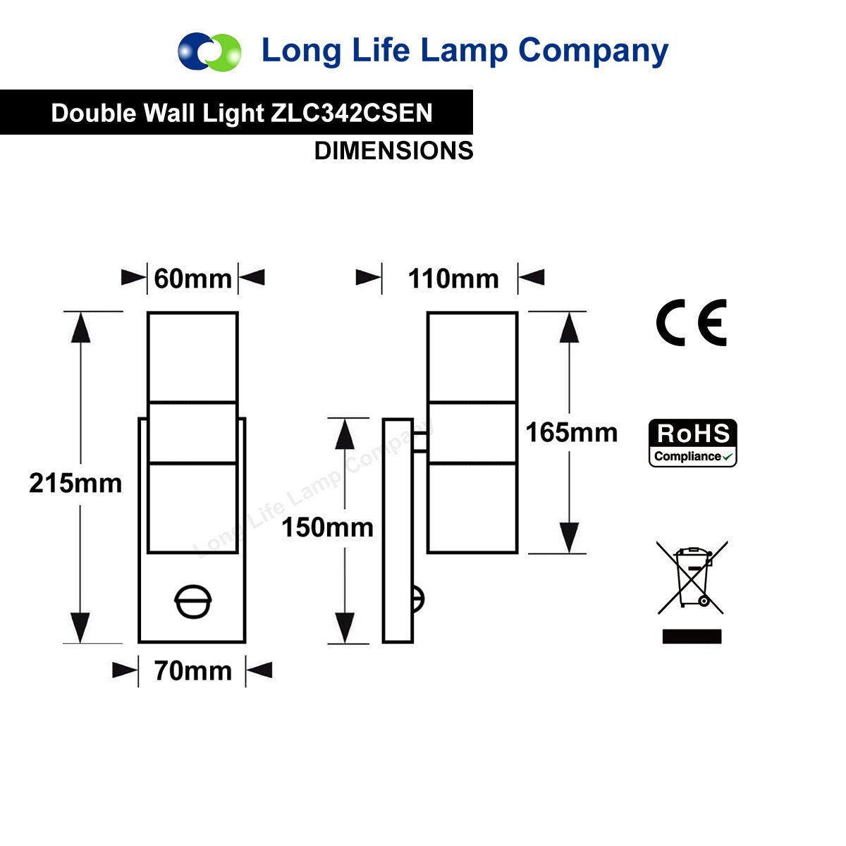 PIR Double Outdoor Wall Light Copper Finish with Movement Sensor IP44 - Energy Light Bulbs - Free delivery on all orders