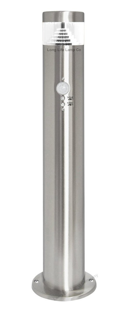 PIR LED Bollard Garden Lamp Post Stainless Steel Outdoor PIR Ground Light - Energy Light Bulbs - Free delivery on all orders