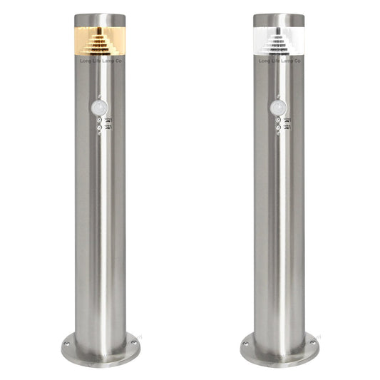 PIR LED Bollard Garden Lamp Post Stainless Steel Outdoor PIR Ground Light - Energy Light Bulbs - Free delivery on all orders