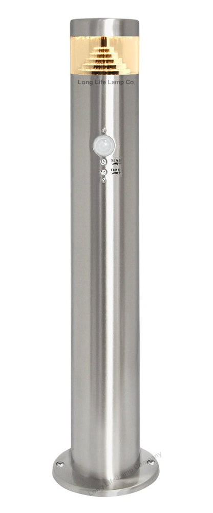PIR LED Bollard Garden Lamp Post Stainless Steel Outdoor PIR Ground Light - Energy Light Bulbs - Free delivery on all orders