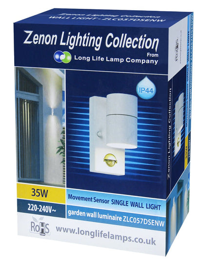 PIR Matt White Stainless Steel Single Outdoor Down Wall Light Movement Sensor - Energy Light Bulbs - Free delivery on all orders