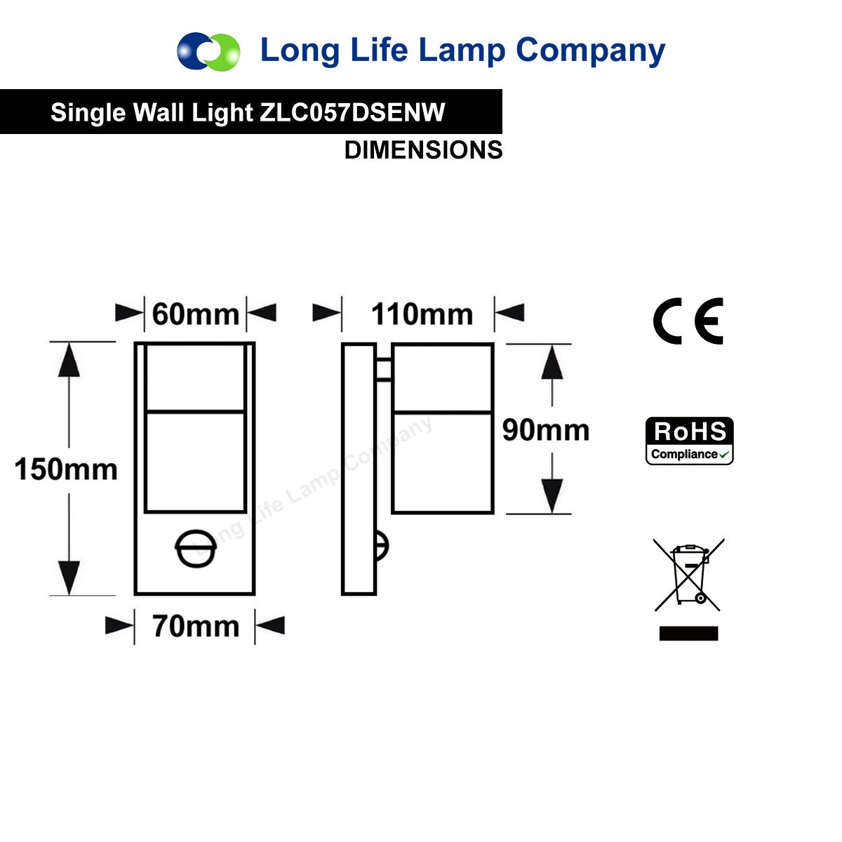 PIR Matt White Stainless Steel Single Outdoor Down Wall Light Movement Sensor - Energy Light Bulbs - Free delivery on all orders