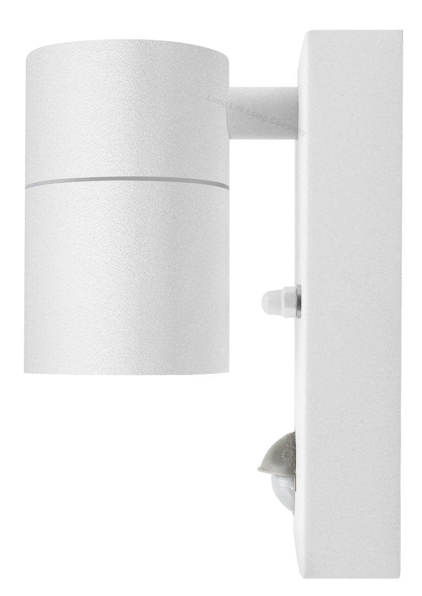 PIR Matt White Stainless Steel Single Outdoor Down Wall Light Movement Sensor - Energy Light Bulbs - Free delivery on all orders