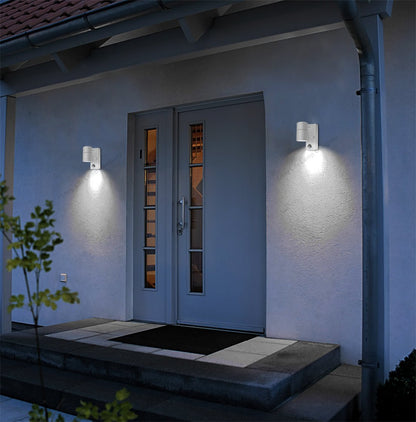 PIR Matt White Stainless Steel Single Outdoor Down Wall Light Movement Sensor - Energy Light Bulbs - Free delivery on all orders