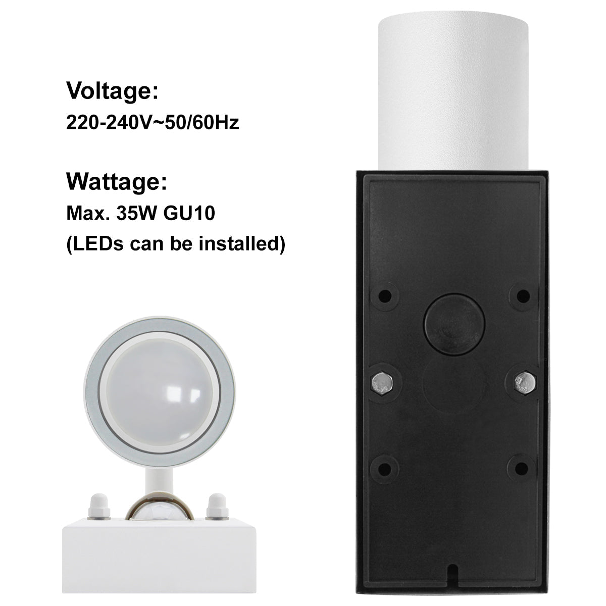 PIR Matt White Up Down Stainless Steel Outdoor Wall Light with Movement Sensor - Energy Light Bulbs - Free delivery on all orders