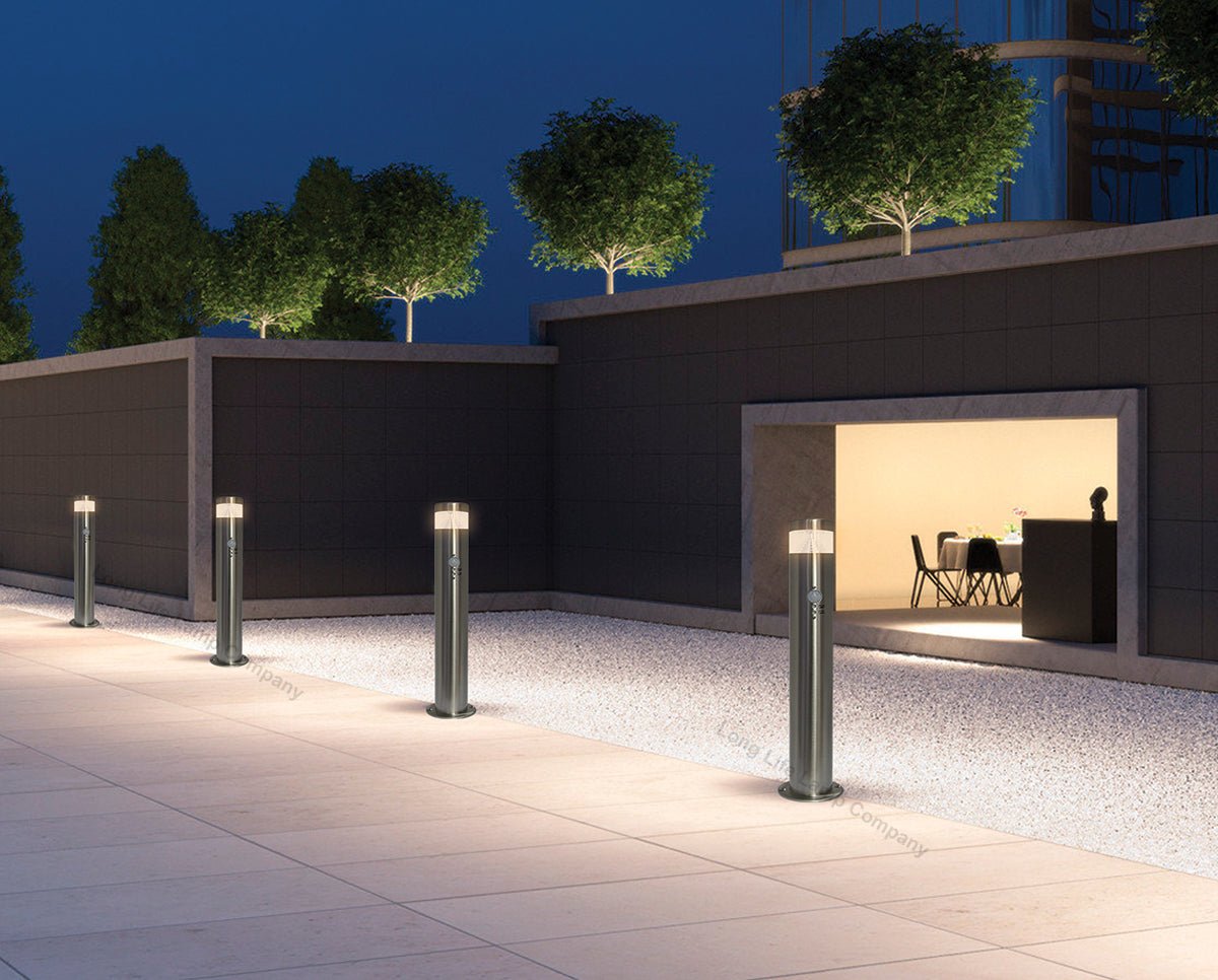 PIR Outdoor LED Bollard Light Stainless Steel with Movement Sensor Warm or Cool ZLC071WW or ZLC072CW - Free delivery on all orders