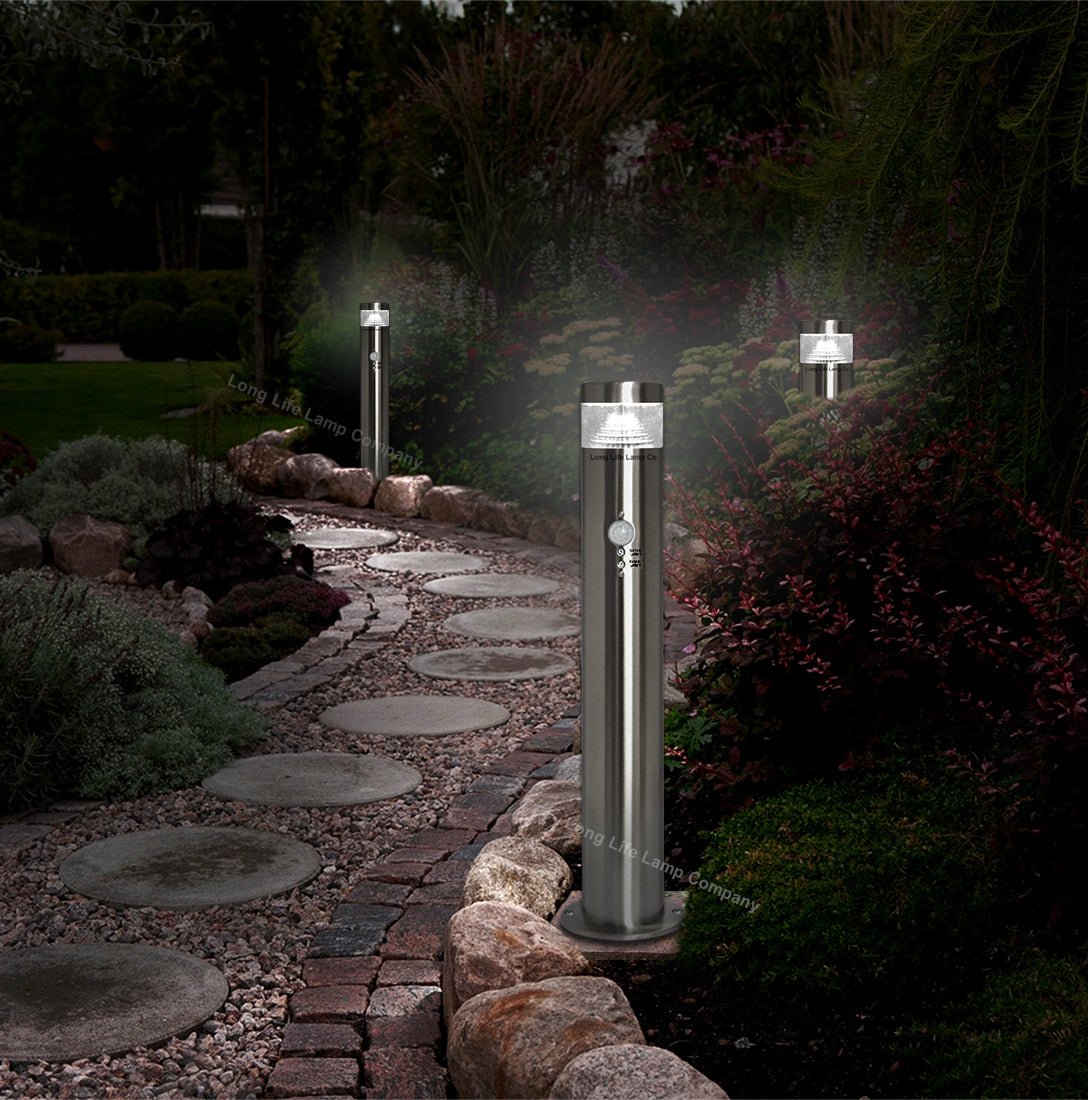 PIR Outdoor LED Bollard Light Stainless Steel with Movement Sensor Warm or Cool ZLC071WW or ZLC072CW - Free delivery on all orders