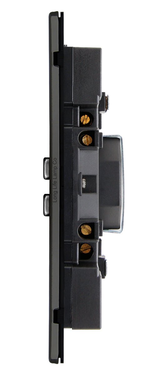 Polished Black Nickel USB Double Wall Plug Socket 2 Gang 13A with 2 USB Charger Port Outlets Plate N776GME - Energy Light Bulbs - Free delivery on all orders