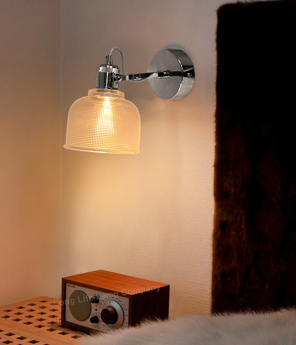 Polished Chrome Adjustable Vintage Wall Light Impressed Pattern - Energy Light Bulbs - Free delivery on all orders