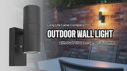 Outdoor Up Down Double Wall Light Black Stainless Steel Dusk Till Dawn Sensor IP65 ZLC090B