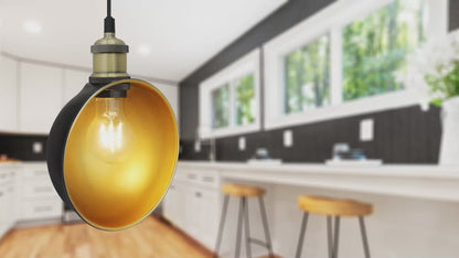 Industrial Vintage Black Brass Half Scone Ceiling Pendant Light H3017