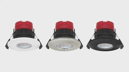 8W LED Fire Rated Black Recessed Downlights Dimmable Colour Switching CCT IP65 FRDLB8W