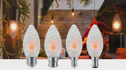 1W LED Twisted Opal Glass Flicker Flame Candle Light Bulb E27 2 Pack or 4 Pack