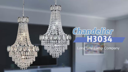 Ceiling Chandelier 6 Lamp Crystal Chrome Pendant Light H3034