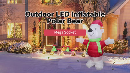 4ft LED Outdoor Inflatable Polar Bear Illuminated Plug In