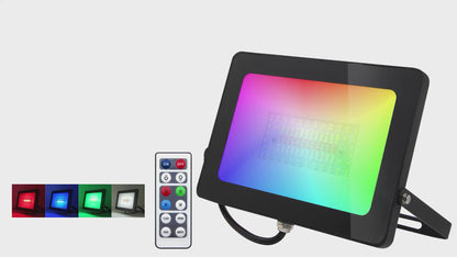 100W LED RGBW Floodlight Colour Changing Remote Control 240v IP65 FL02