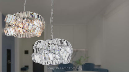 Modern Ceiling Crystal Chandelier Pendant Light Chrome Fixture Glass 3 Rings H3064