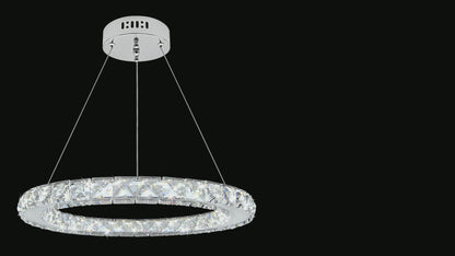 24W LED Ring Pendant Light Cool White 6000K Chrome M0170
