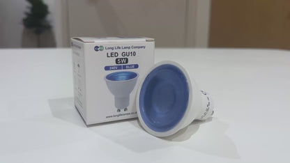 2 Pack LED GU10 Blue Light Bulb 5w with Blue Lens Diffuser