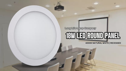 18w Round  LED Recessed Ceiling Panel Light White 4000K