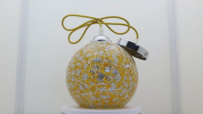Vintage Ceiling Crackle Yellow Mosaic Globe Glass Pendant Light K417