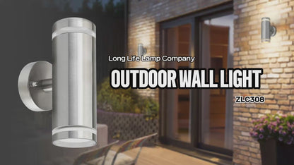 Outdoor Stainless Steel Double Wall Light ZLC308 with Coloured LED GU10 Red or Green or Blue