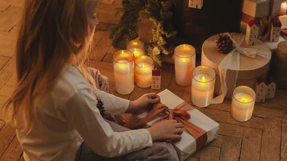 Set of 3 USB Rechargeable LED Wax Gold Glass Flameless Candles with Remote Control WAX01