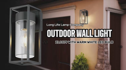 Outdoor Modern Rectangular Wall Lantern Clear Diffuser ZLC079 with 4W LED Warm White