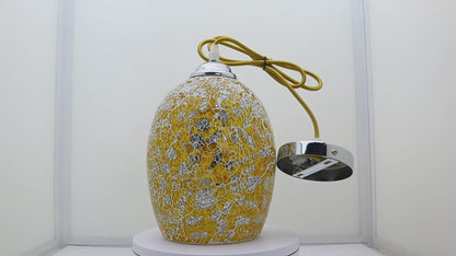 Vintage Ceiling Crackle Yellow Mosaic Glass Pendant Light K418