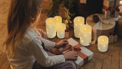 Set Of 3 USB Rechargeable LED Wax Coiled Fairy Flameless Candles With Remote Control WAX05