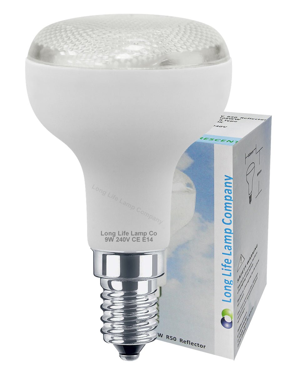 R50 Reflector 9w Energy saver SES E14 Warm White CFL 2700k Special Offer 2 Pack - Energy Light Bulbs - Free delivery on all orders