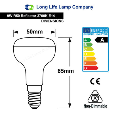 R50 Reflector 9w Energy saver SES E14 Warm White CFL 2700k Special Offer 2 Pack - Energy Light Bulbs - Free delivery on all orders