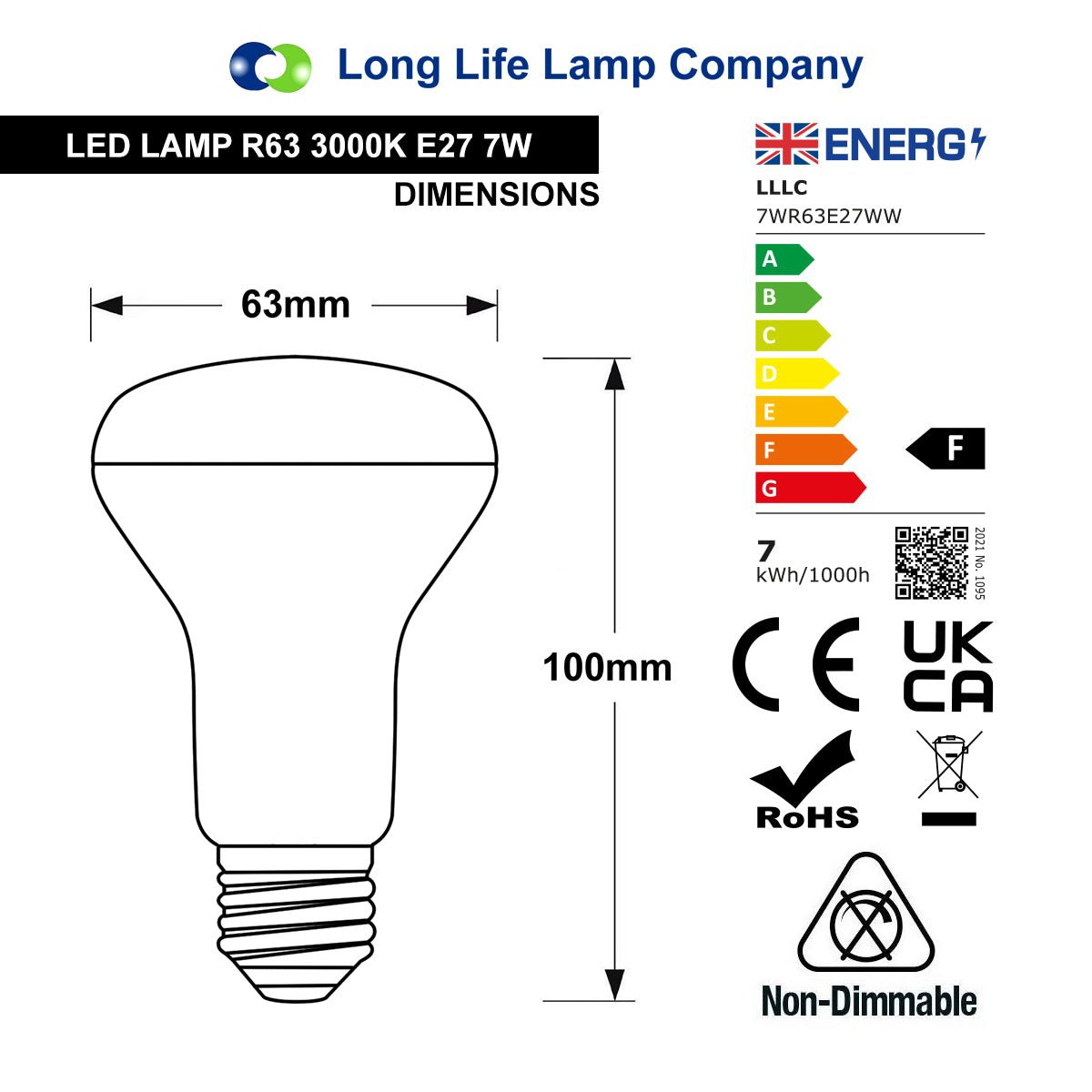 R63 LED Reflector Bulb 7W E27 60W Equivalent - Free delivery on all orders