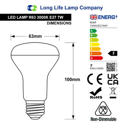 R63 LED Reflector Bulb 7W E27 60W Equivalent - Free delivery on all orders