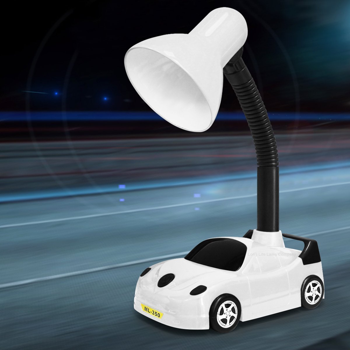 Racing Car Desk Lamp Flexible White and Black - Energy Light Bulbs - Free delivery on all orders