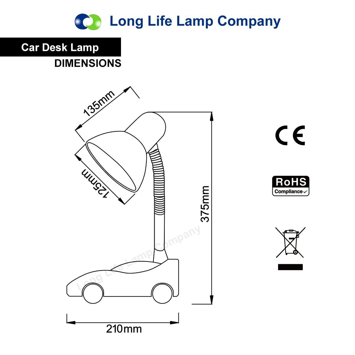 Racing Car Desk Lamp Flexible White and Black - Energy Light Bulbs - Free delivery on all orders