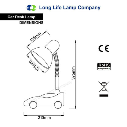 Racing Car Desk Lamp Flexible Yellow and Black - Energy Light Bulbs - Free delivery on all orders