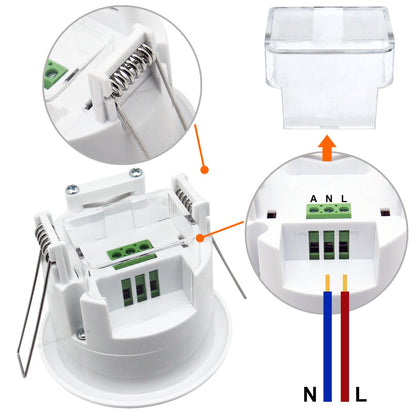 Recessed 360° Angle PIR Ceiling Occupancy Motion Sensor Detector Light Switch - Energy Light Bulbs - Free delivery on all orders