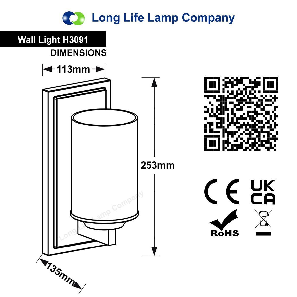 Rectangular Brushed Chrome Frosted Glass Shade Wall Light IP44 with G9 LED 5w Warm White - Energy Light Bulbs - Free delivery on all orders