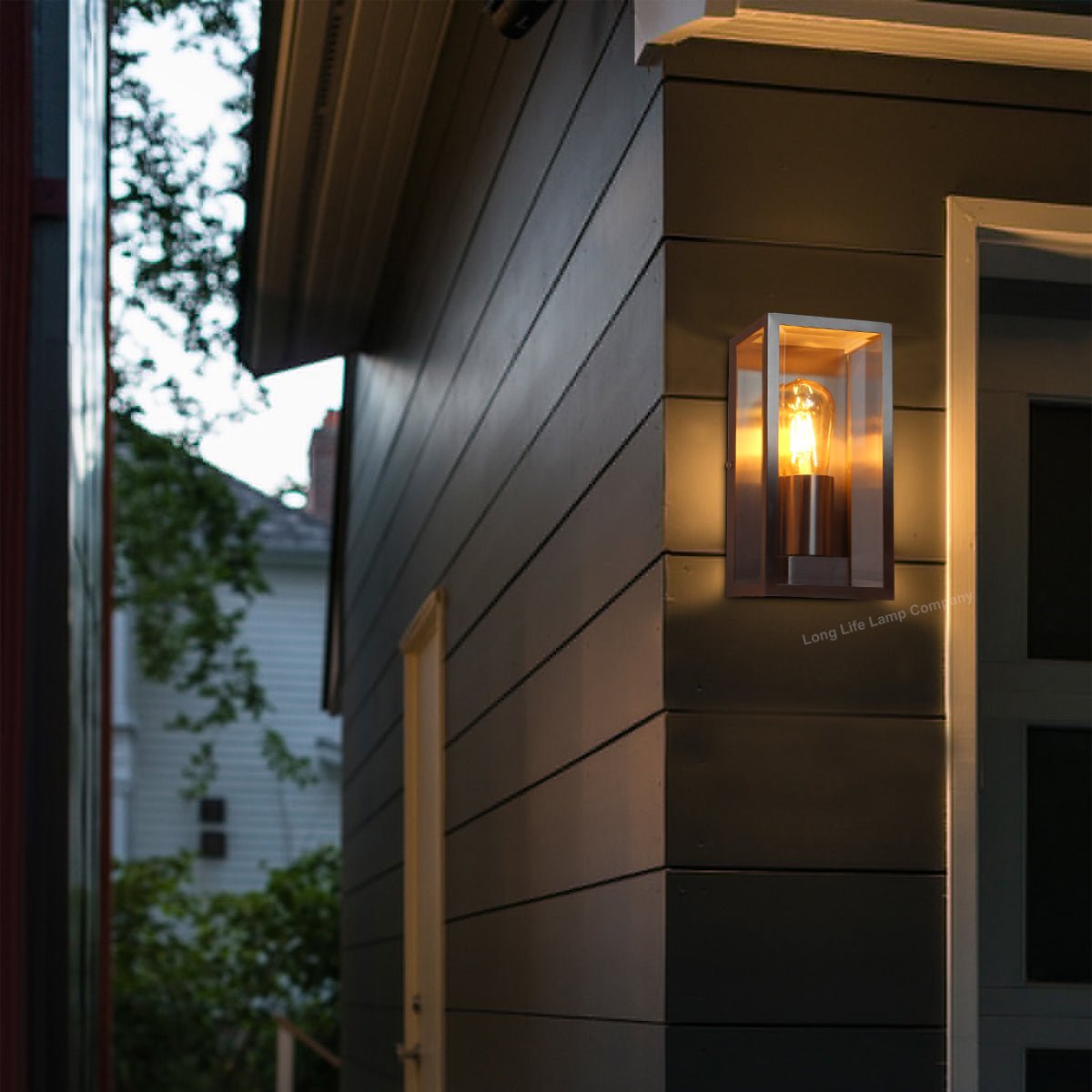 Rectangular Glass Outdoor Wall Light Lantern Stainless Steel Body - Energy Light Bulbs - Free delivery on all orders