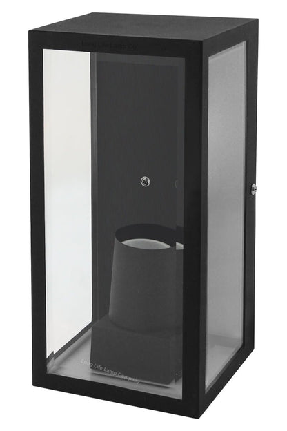 Rectangular Glass Wall Lantern Outdoor Garden Wall Light Black Body Metal Luminaire - Energy Light Bulbs - Free delivery on all orders