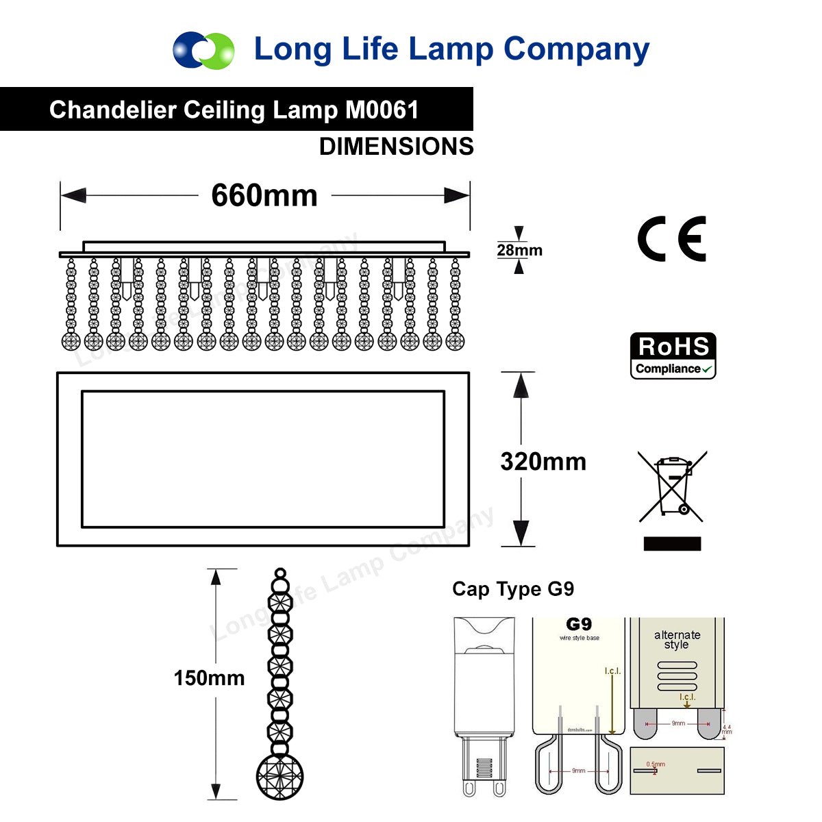 Rectangular Modern Crystal Ceiling Chandelier Droplet Effect Reflective Mirror Base - Energy Light Bulbs - Free delivery on all orders