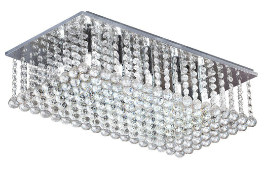 Rectangular Modern Crystal Ceiling Chandelier Droplet Effect Reflective Mirror Base - Energy Light Bulbs - Free delivery on all orders