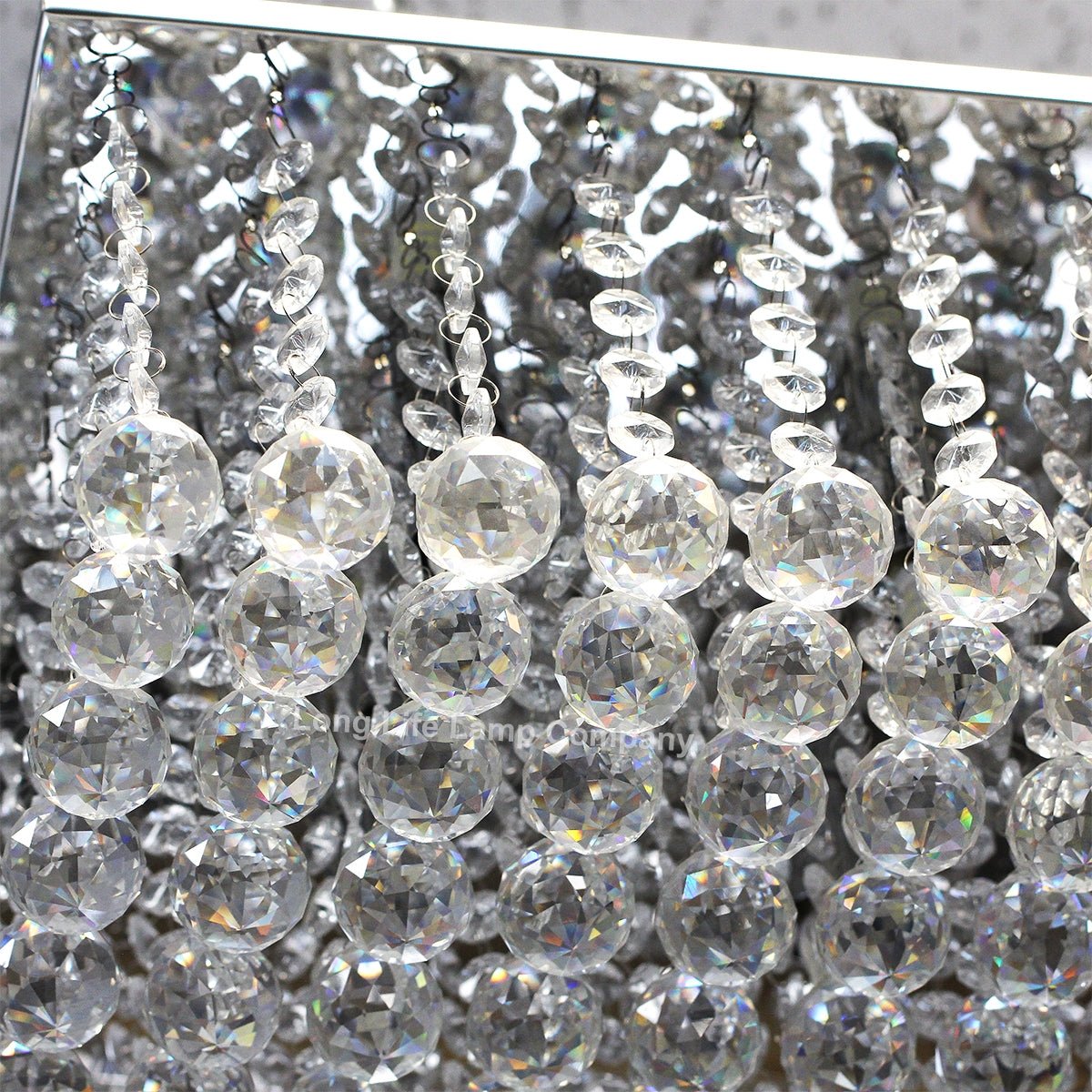 Rectangular Modern Crystal Ceiling Chandelier Droplet Effect Reflective Mirror Base - Energy Light Bulbs - Free delivery on all orders