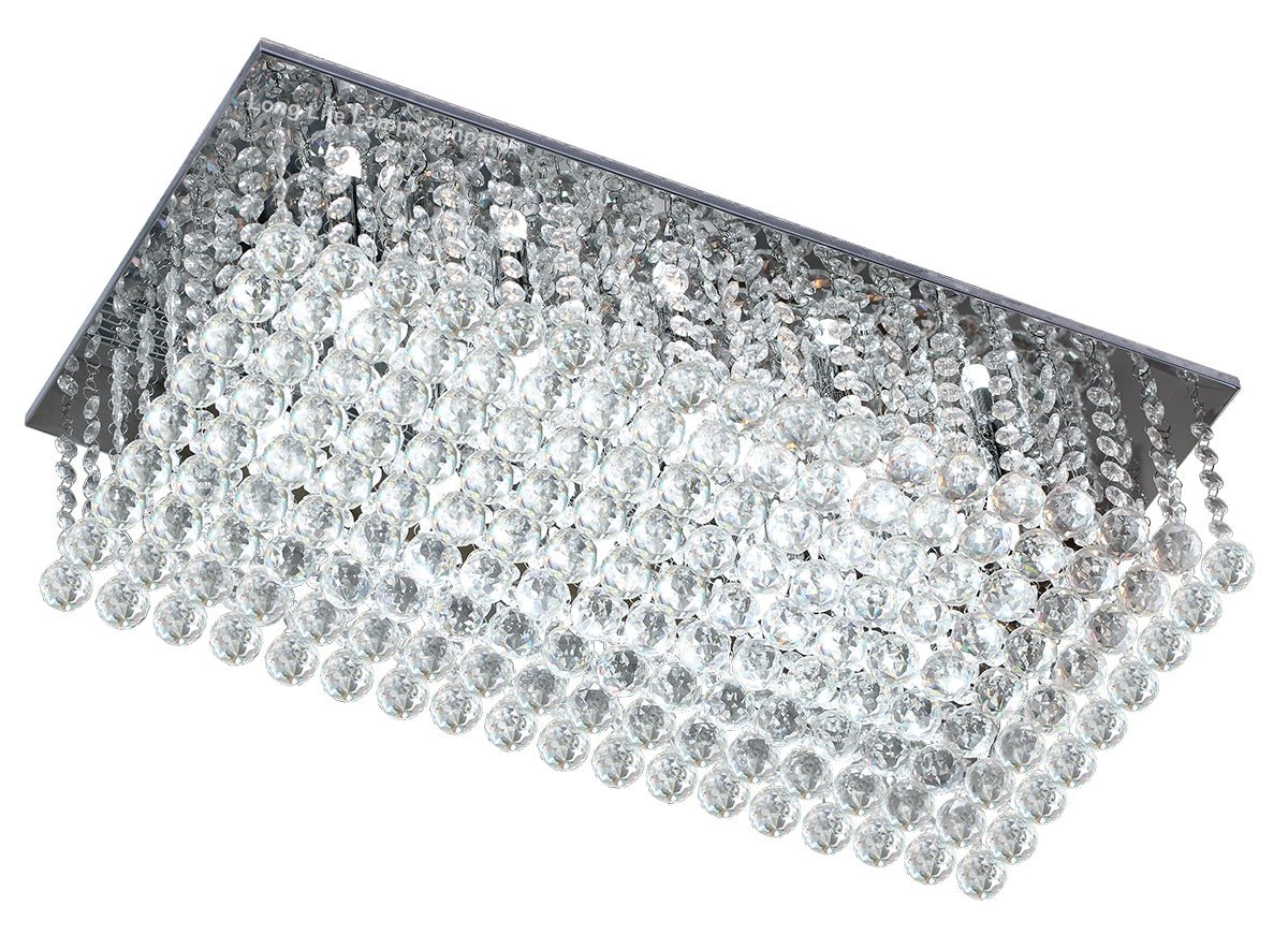 Rectangular Modern Crystal Ceiling Chandelier Droplet Effect Reflective Mirror Base - Energy Light Bulbs - Free delivery on all orders