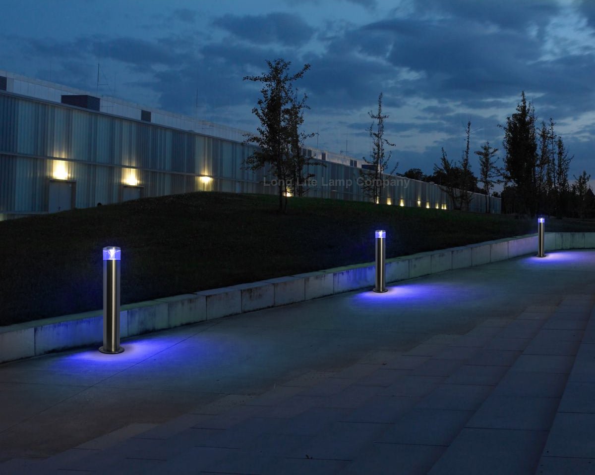 Red Blue Green Amber RGB Modern LED Bollard Post Light Stainless Steel - Energy Light Bulbs - Free delivery on all orders