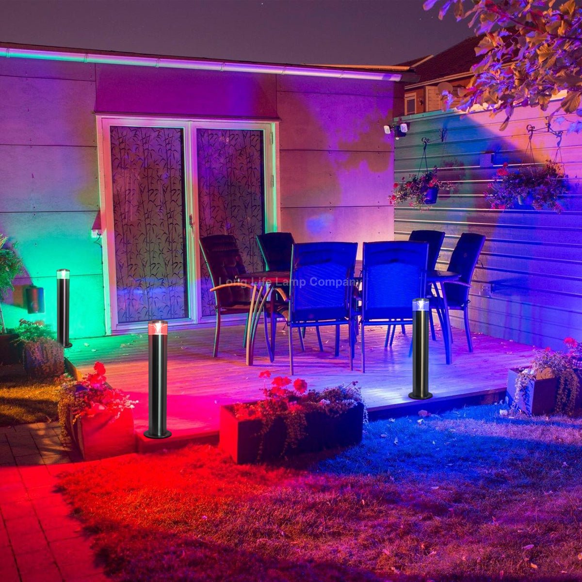 Red Blue Green Amber RGB Modern LED Bollard Post Light Stainless Steel - Energy Light Bulbs - Free delivery on all orders