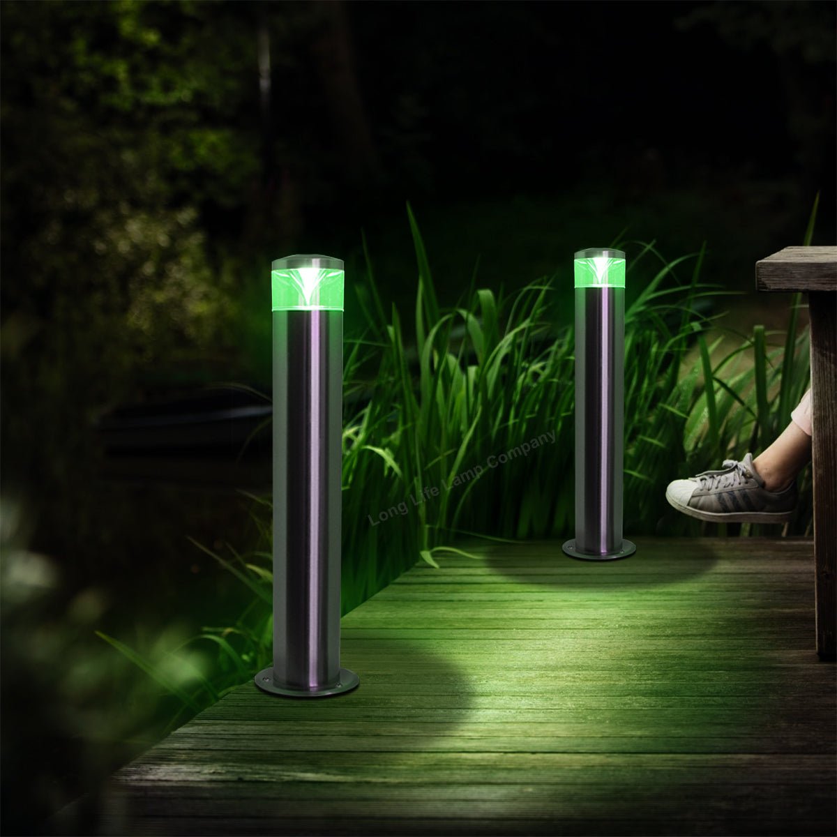 Red Blue Green Amber RGB Modern LED Bollard Post Light Stainless Steel - Energy Light Bulbs - Free delivery on all orders