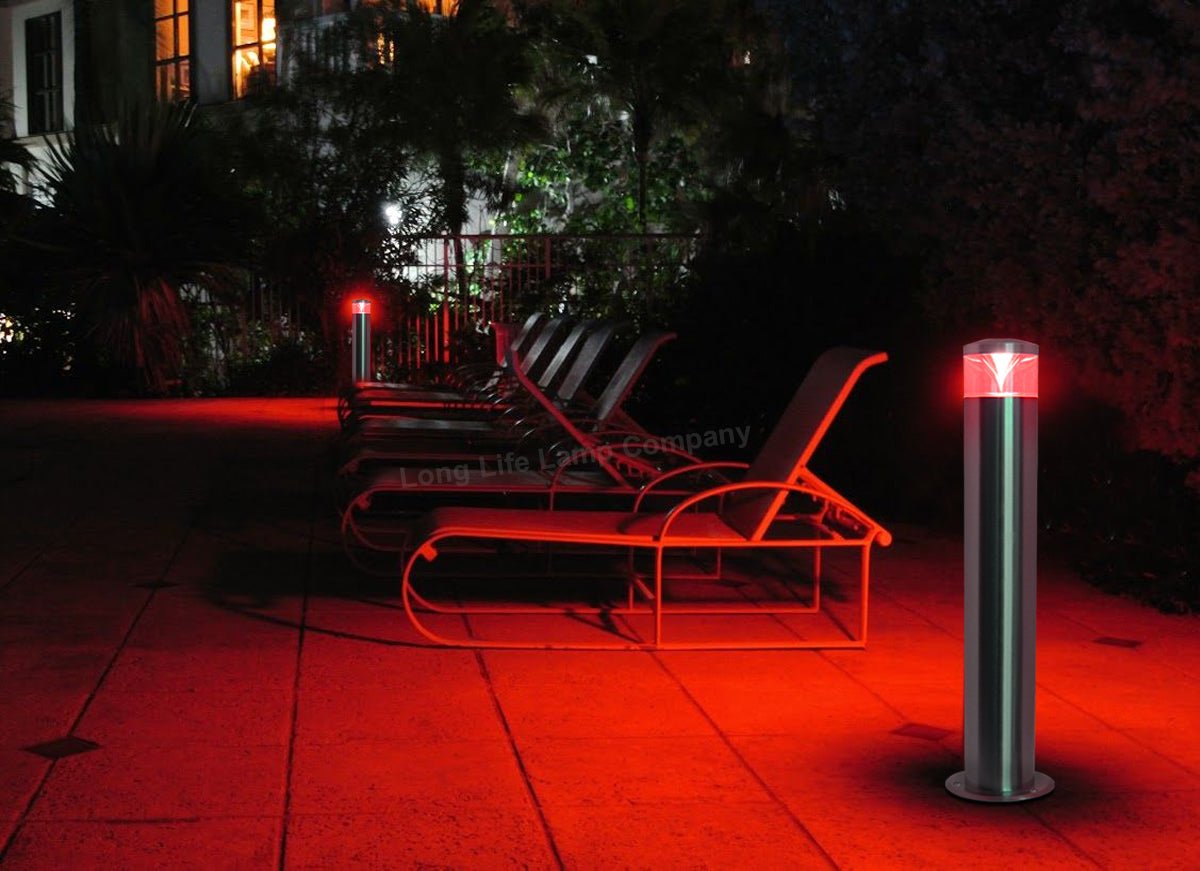 Red Blue Green Amber RGB Modern LED Bollard Post Light Stainless Steel - Energy Light Bulbs - Free delivery on all orders