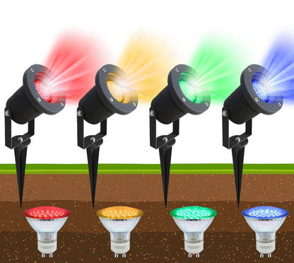 Red, Green, Blue, Yellow LED Outdoor Garden Spike - Energy Light Bulbs - Free delivery on all orders